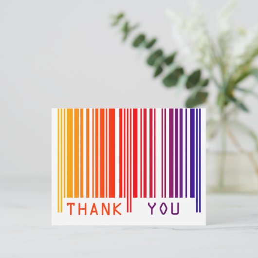Kleurrijke barcode Dank u Briefkaart (Staand voorkant)
