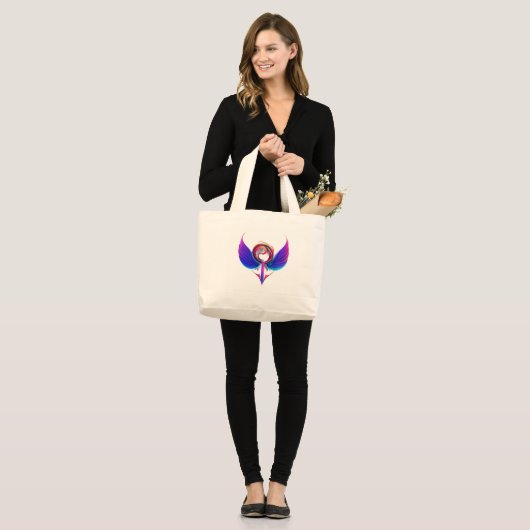 Kleurrijke "Barely There" Full-Text Design tattoo  Grote Tote Bag (Voorkant (model))