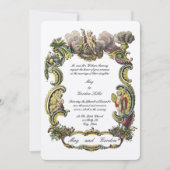 Kleurrijke barokrococo grens met cherubs, vogels kaart (Voorkant)