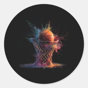 Kleurrijke Basbal Spetter Grafische Basbal Speler Ronde Sticker