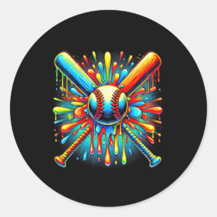 Kleurrijke Baseball Tie Dye Baseball Home Bord Dri Ronde Sticker