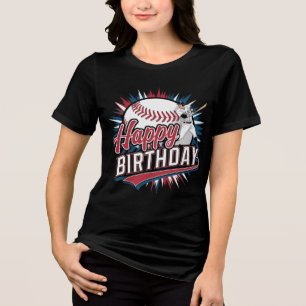 Kleurrijke Baseball Verjaardag Kleurrijke Baseball Tri-Blend Shirt