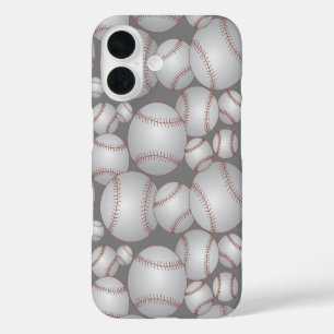 Kleurrijke Baseballs Patroon grijs iPhone 16 Hoesje