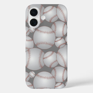 Kleurrijke Baseballs Patroon grijs iPhone 16 Hoesje