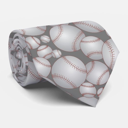 Kleurrijke Baseballs Patroon grijs Stropdas (Opgerold)