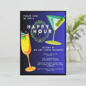 Kleurrijke Basic Happy Hour uitnodiging (Staand voorkant)