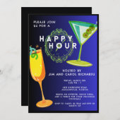 Kleurrijke Basic Happy Hour uitnodiging (Voorkant / Achterkant)