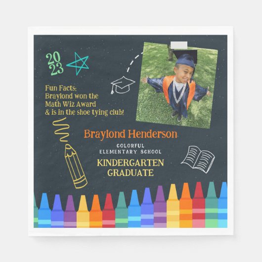 Kleurrijke basisschool afstudeerplechtigheid servet (Voorkant)