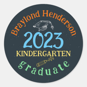 Kleurrijke basisschool afstuderen voor kinderen ronde sticker
