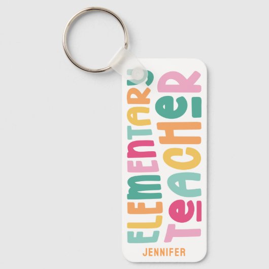 Kleurrijke basisschoolleraren op maat sleutelhanger (Voorkant)