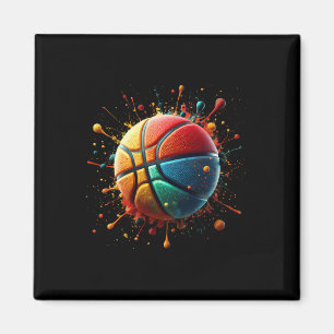 Kleurrijke Basketbal Bal Basketbalspeler Magneet