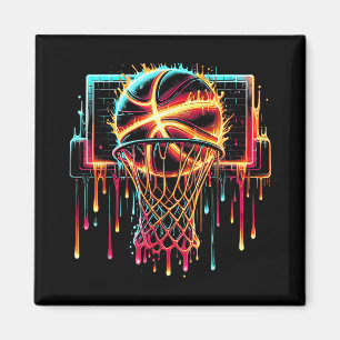 Kleurrijke Basketbal Druppelende Kleur Splash Hoop Magneet