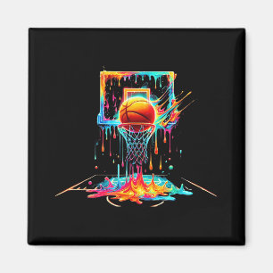 Kleurrijke Basketbal Druppelende Kleur Splash Hoop Magneet