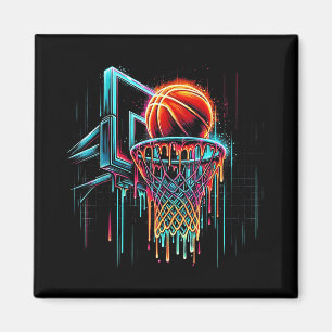 Kleurrijke Basketbal Druppelende Kleur Splash Hoop Magneet