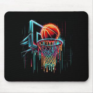 Kleurrijke Basketbal Druppelende Kleur Splash Hoop Muismat