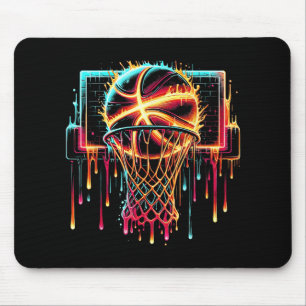 Kleurrijke Basketbal Druppelende Kleur Splash Hoop Muismat