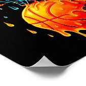 Kleurrijke Basketbal Druppelende Kleur Splash Hoop Poster (Hoek)