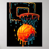Kleurrijke Basketbal Druppelende Kleur Splash Hoop Poster (Voorkant)