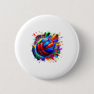 Kleurrijke Basketbal Hoepel Speler Broer Kunstwerk Ronde Button 5,7 Cm