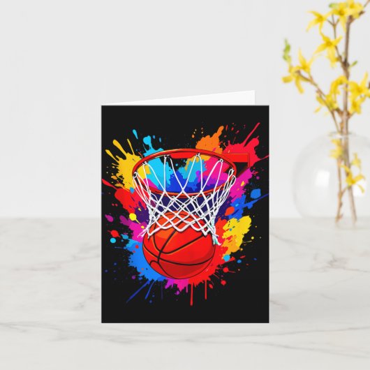 Kleurrijke Basketbal Kleur Splaie Dye Hoop Net Gra Kaart (Gele Bloem)