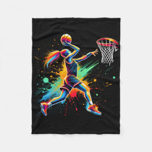 Kleurrijke Basketbal Speler Meisjes Fleece Deken