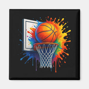 Kleurrijke basketbal straatstijl met graffiti Dri Magneet