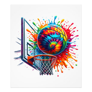 Kleurrijke Basketbal Tie Dye Color Splash Basketba Foto Afdruk