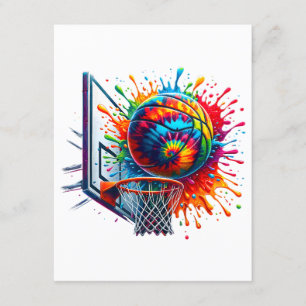 Kleurrijke Basketbal Tie Dye Color Splash Basketba Informatiekaartje