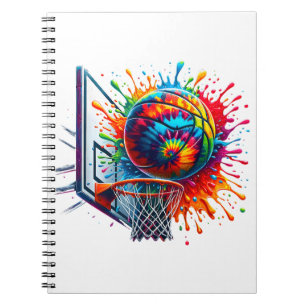 Kleurrijke Basketbal Tie Dye Color Splash Basketba Notitieboek
