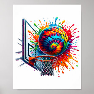 Kleurrijke Basketbal Tie Dye Color Splash Basketba Poster