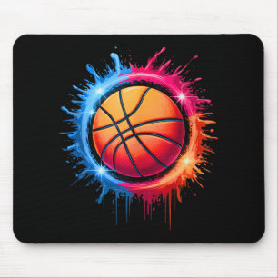 Kleurrijke Basketbal Tie Dye Color Splash Hoop Net Muismat