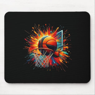 Kleurrijke Basketbal Tie Dye Color Splash Hoop Net Muismat