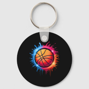 Kleurrijke Basketbal Tie Dye Color Splash Hoop Net Sleutelhanger