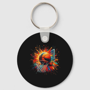 Kleurrijke Basketbal Tie Dye Color Splash Hoop Net Sleutelhanger
