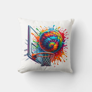 Kleurrijke Basketbal Tie Dye Kleur Basketbal Hoop  Kussen