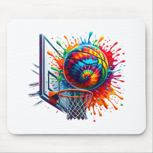 Kleurrijke Basketbal Tie Dye Kleur Basketbal Hoop Muismat