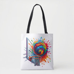 Kleurrijke Basketbal Tie Dye Kleur Spetter Basketb Tote Bag