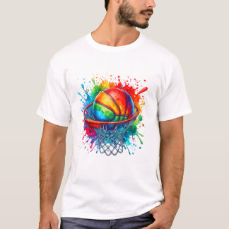Kleurrijke basketbal tie-dye kleur t-shirt