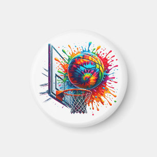 Kleurrijke Basketbal Tie Dye Kleurensplash Basketb Magneet