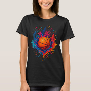 Kleurrijke Basketbal Tie Dye Splash Soundwave Stre T-shirt