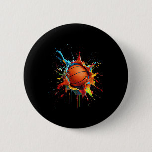 Kleurrijke Basketball Splash Slam Dunk Basketball  Ronde Button 5,7 Cm