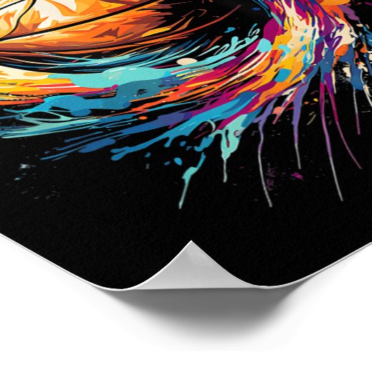 Kleurrijke Basketball Tie Dye Splash Basketball vo Poster (Hoek)
