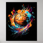 Kleurrijke Basketball Tie Dye Splash Basketball vo Poster (Voorkant)