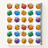 Kleurrijke Basketballen Kinderen Terug naar School Notitieboek (Achterkant)
