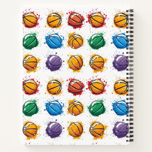 Kleurrijke Basketballen Kinderen Terug naar School Notitieboek (Achterkant)