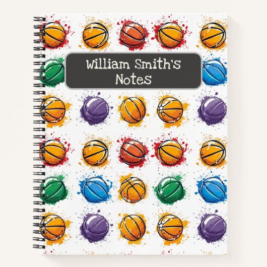 Kleurrijke Basketballen Kinderen Terug naar School Notitieboek (Voorkant)