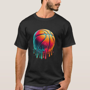 Kleurrijke basketbalspeler Hoop Basket T-shirt