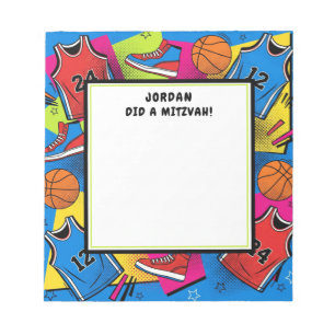 Kleurrijke basketbalsport gepersonaliseerde mitswa notitieblok