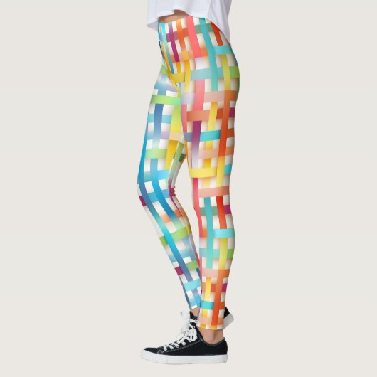 Kleurrijke Basketweave Patroon Leggings (Links)