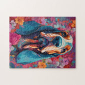 Kleurrijke Basset Hound Legpuzzel (Horizontaal)